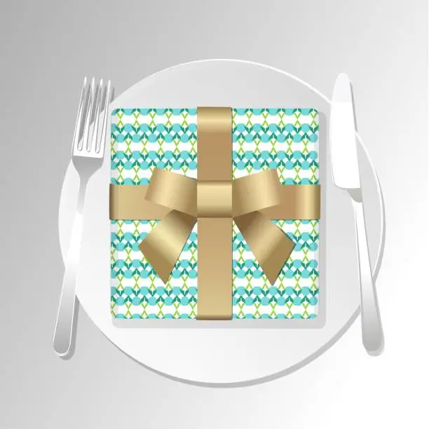 Vector illustration of Gift and tablewares