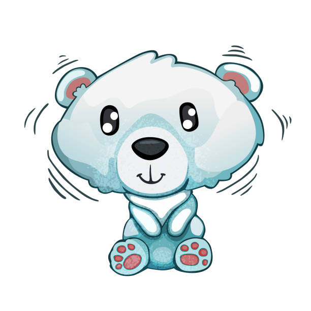 niedlicher cartoon eisbär vektor illustration, tier maskottchen charakter - polar bear young animal isolated cub stock-grafiken, -clipart, -cartoons und -symbole