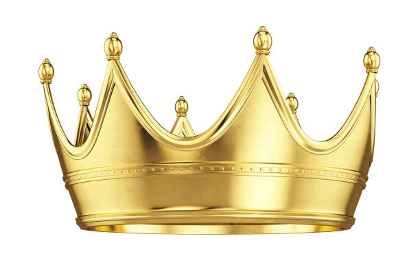 corona de oro aislado sobre fondo blanco - king fotografías e imágenes de stock