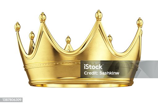 istock Gold crown isolated on white background 1387806309