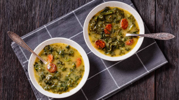 istock Caldo Verde, potato and kale soup with chorizo 1387808250