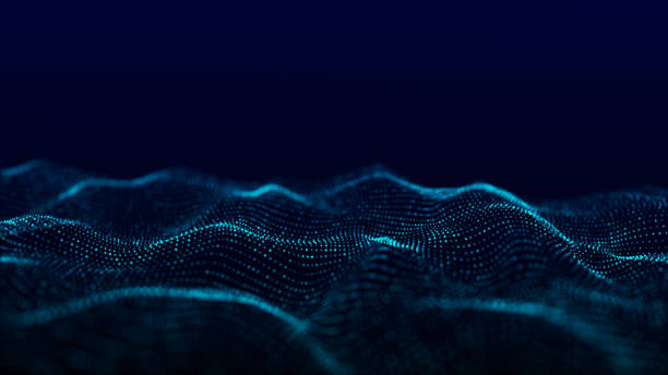 istock Futuristic digital wave. Dark cyberspace. Abstract wave with dots. White moving particles on background. 3d rendering. 1387809080