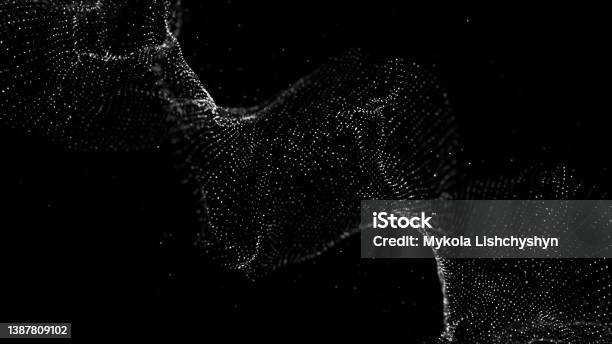 Molecular Background With Dna Network Concept Music Sound Wave Big Data Visualization Abstract Connecting Dots On The Backdrop Stock Photo - Download Image Now