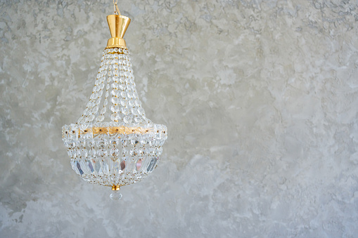 Close up of elegant Crystal glass chandelier