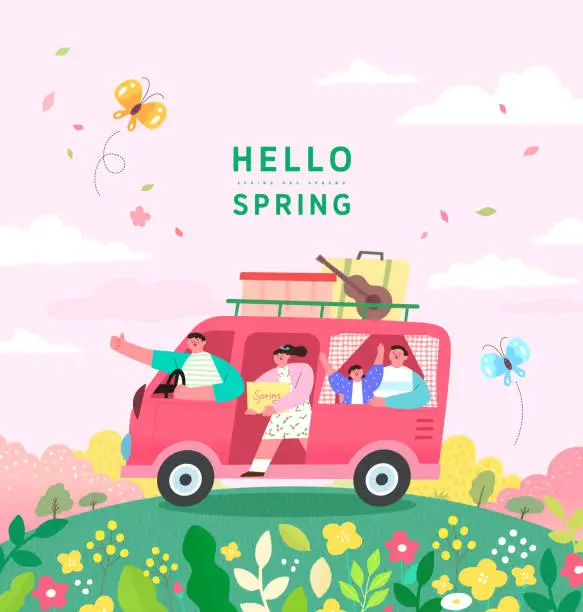 Vector illustration of Spring template