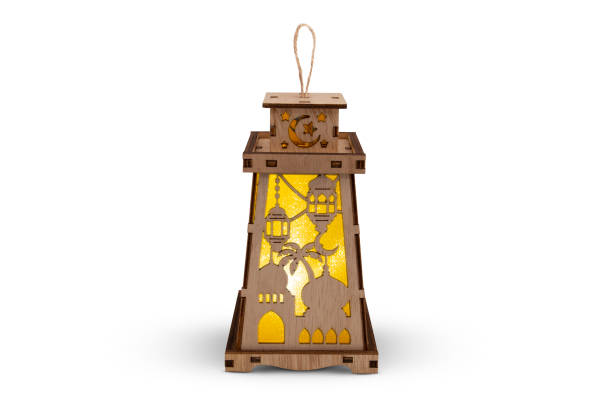 istock Ramadan wooden lantern isolated on white background 1387812457