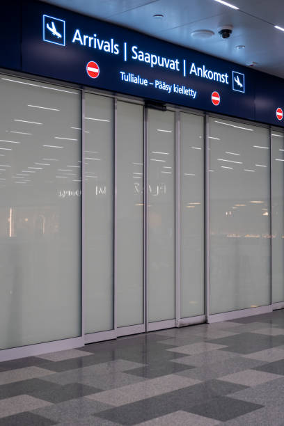 istock Customs area at the airport. No entry, no access, security area 1387818086