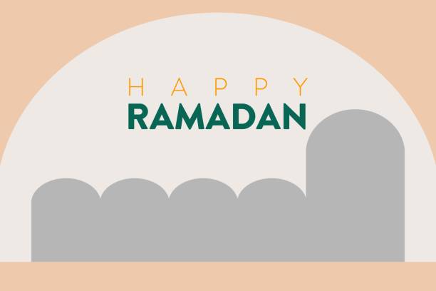 stockillustraties, clipart, cartoons en iconen met happy ramadan typography with islamic architecture building symbol. mosque sign vector illustration. - rohingya