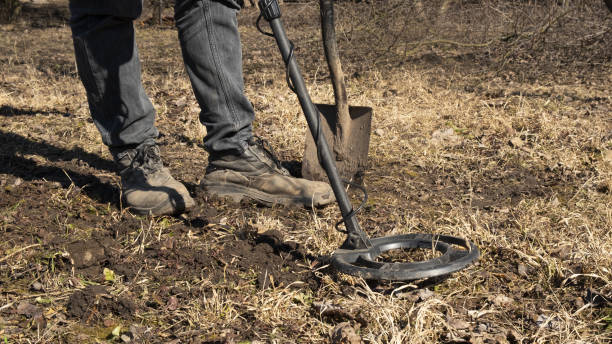 demining tool, metal detector and mine shovel demining tool, metal detector and mine shovel. land mine stock pictures, royalty-free photos & images