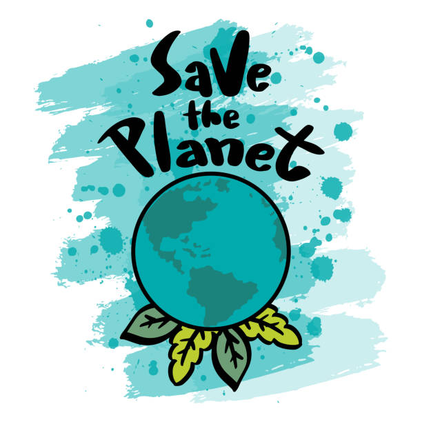 Save the Planet handwritten lettering design. Save the Planet handwritten lettering design. drawing of a save the earth posters stock illustrations