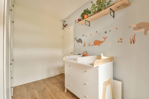 istock Children's room with a large white locker 1387828414