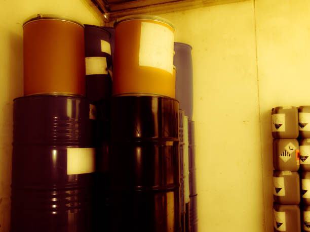 istock chemical contaminated waste storage from factory 1387828689