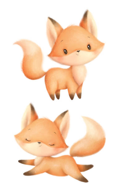 istock Illustration of a cute cartoon little fox. Cute animals. 1387828769