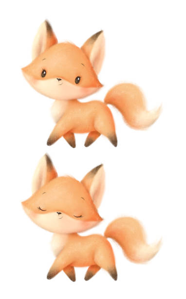 istock Illustration of a cute cartoon little fox. Cute animals. 1387828772