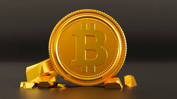 istock bitcoin and golden nuggets isolated on dark background 1387830458