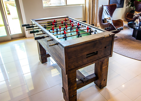 Heavy Wooden Foosball Gaming Table In Home