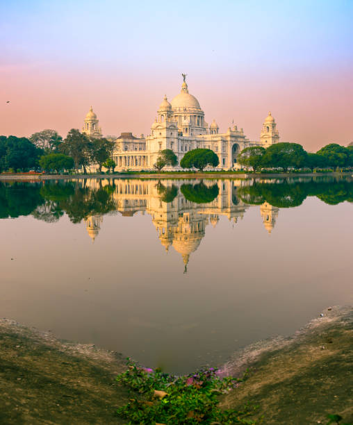 View of The Victoria Memorial , a large marble building in Central Kolkata. Selective Focus is used.