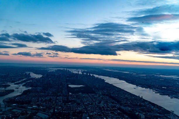 Silhouette of Manhattan Island at Dusk - New York, NY
