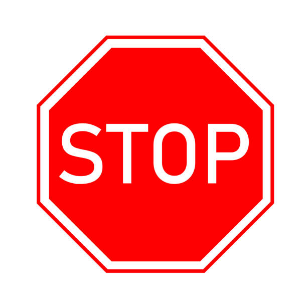 stoppschild-symbol. rotes sechseck-straßenschild-symbol. warnsignal gefahr autobahnvektor. - remote area stock-grafiken, -clipart, -cartoons und -symbole