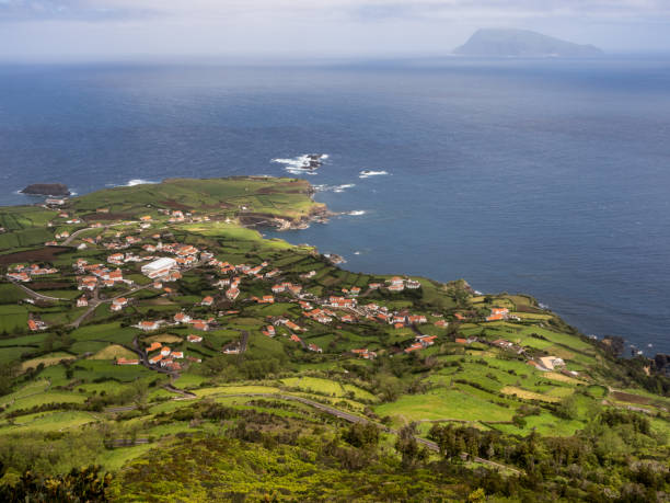 istock View from above over Ponta Delgada, on Flores Island. 1387843697