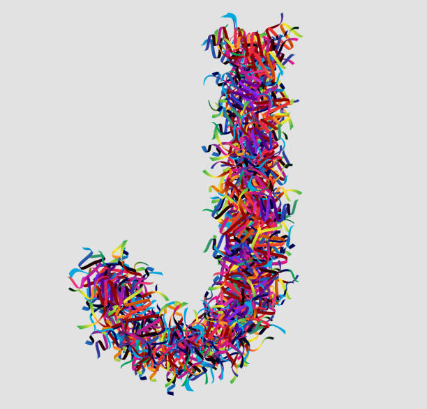 istock Font letter J vector design  made of yarn. font for your unique decoration, concept idea. smooth gradient color. Unique elements for your best design ; logo, font, corporate identity, application 1387856200