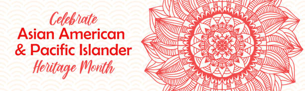 Asian American and Pacific Islander Heritage Month. Vector horizontal banner for social media with mandala. AAPI history annual celebration in USA. Asian American and Pacific Islander Heritage Month. Vector horizontal banner for social media with mandala. AAPI history annual celebration in USA east asian ethnicity stock illustrations