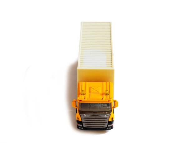 toy container truck against white background