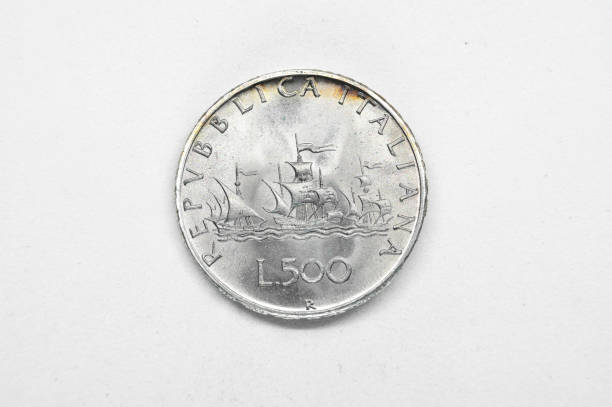 500 lire silber, karavellen - italian currency stock-fotos und bilder