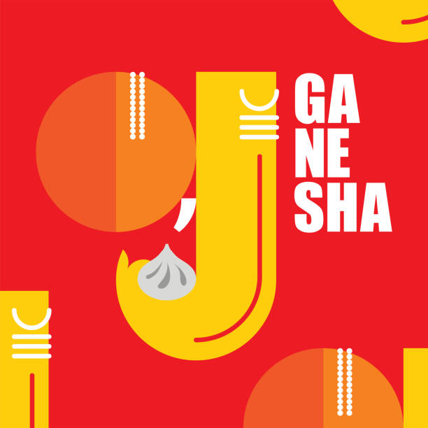 szczęśliwy ganesh chaturthi. literówka kolorowa ilustracja wektorowa lorda ganeshy - happy holidays stock illustrations