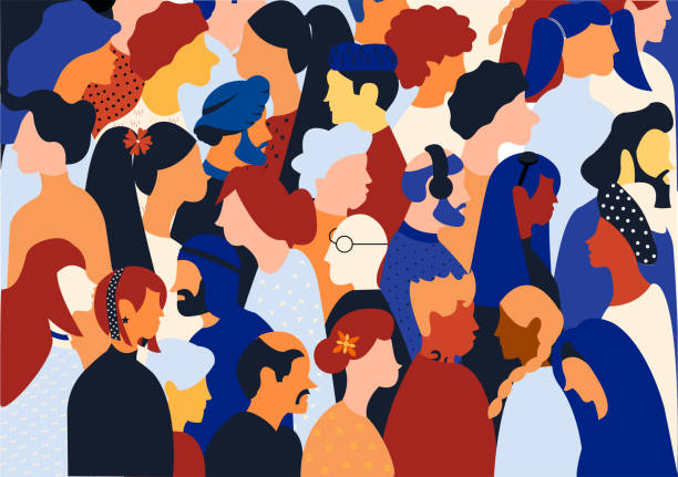 Diversified and inclusive crowd Flat illustration of a crowd containing inclusive and diversified people all together without any difference. diversity stock illustrations