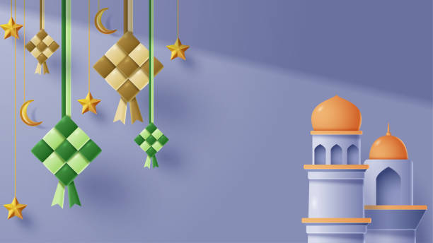 illustrazioni stock, clip art, cartoni animati e icone di tendenza di sfondo della decorazione del display islamico con ornamento islamico. illustrazione 3d vettoriale - 6726