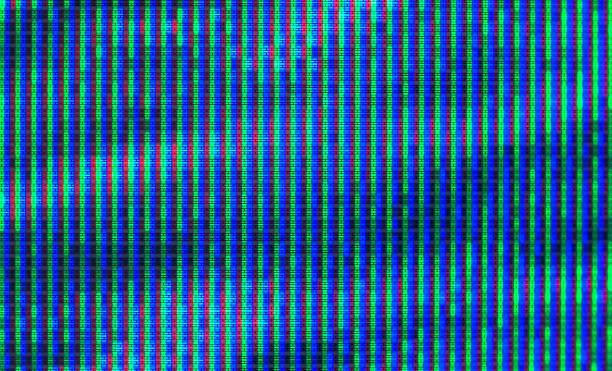 istock Close up view at a plasma tv while showing television activity. 1387864978
