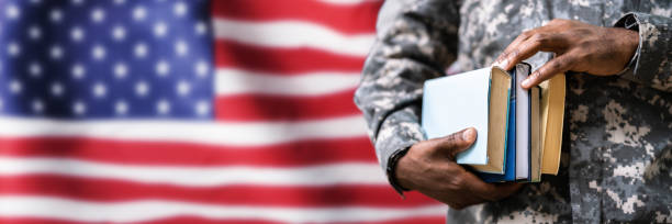 Young Student Soldier In Uniform Young Student Soldier In Uniform. Veteran Study patriotic man stock pictures, royalty-free photos & images