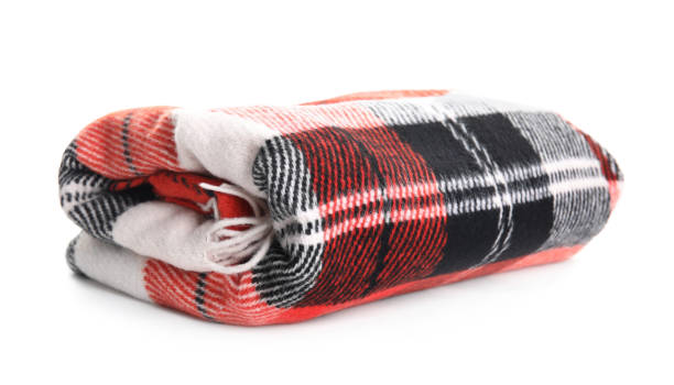 istock Stylish soft checkered plaid on white background 1387867050