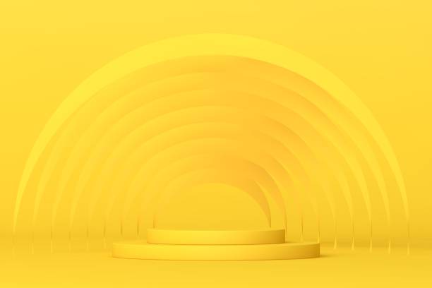 istock Yellow blank scene, empty stage for product presentation 1387869871