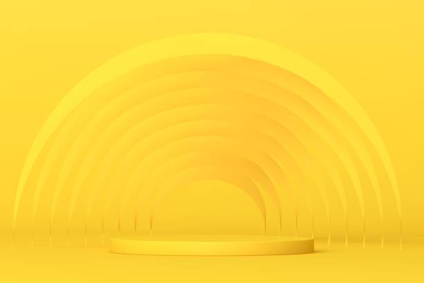 istock Yellow blank scene, empty stage for product presentation 1387870126