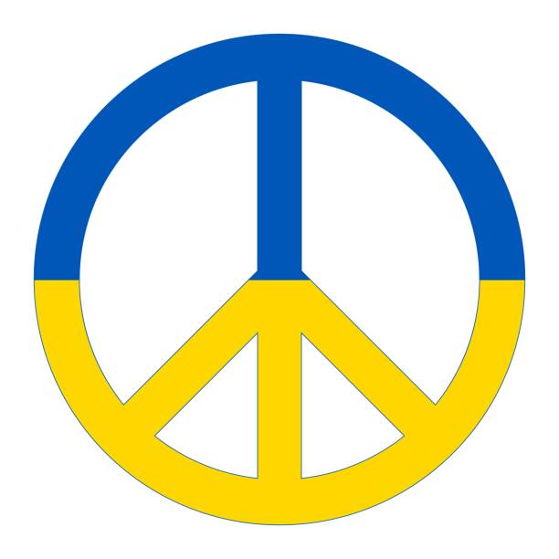 Peace sign in colors of ukrainian flag. No war vector art illustration