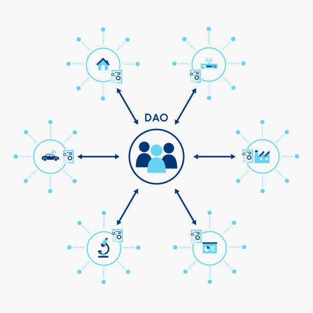 Abstract DAO concept. Flat illustration. Abstract DAO concept. Flat illustration. decentralization stock illustrations