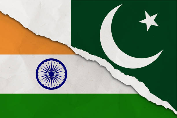 istock India and Pakistan flag ripped paper grunge background 1387876708