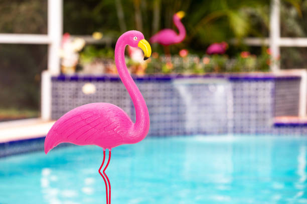 istock Plastic pink flamingo 1387876948