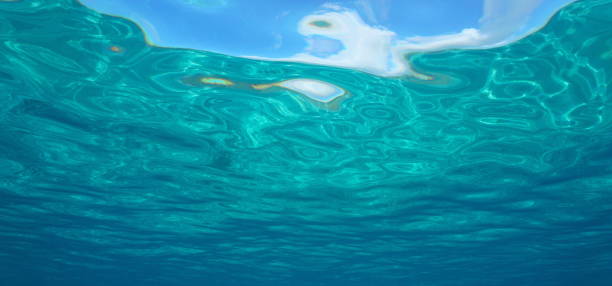 istock Water surface from underwater sea natural scene 1387882363