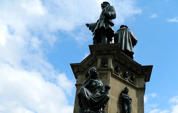 Frankfurt, Germany - July 7, 213: statue of Johannes Gutenberg, in Frankfurt, inventor of book printing at summer time in Germany.