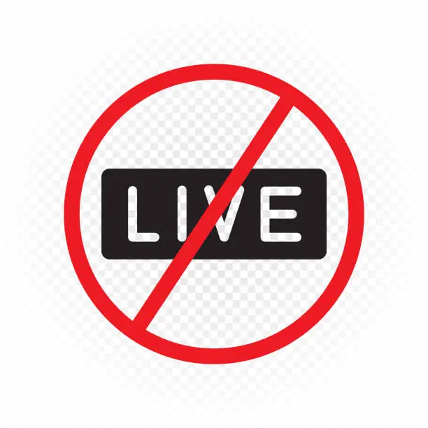 Vector illustration of ban on filming live sign symbol icon