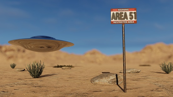 UFO area 51 sign 3D rendering