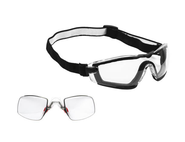 istock Modern safety goggles for athletes, shooters and workers. Eye protection goggles isolated on white background. 1387888113