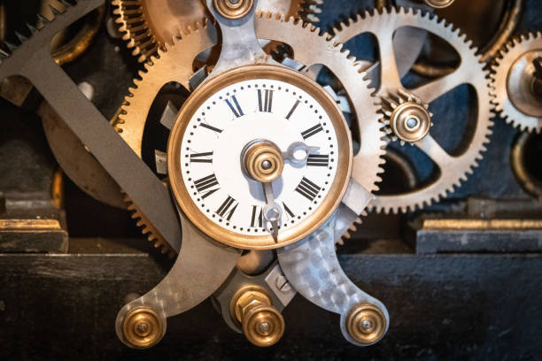 교회의 오래된 시계 시스템 - clock parts 뉴스 사진 이미지