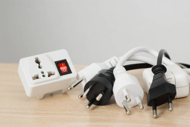 istock An extension socket is a device that consists of several components, such as a power cord, an electrical socket, an outlet, a power strip, and an electrical switch. 1387901921