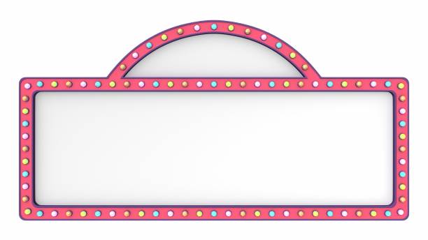 Pastel light board sign retro on white background. 3d rendering