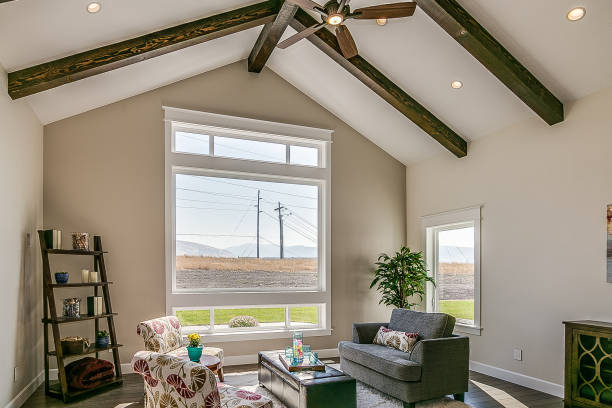 istock Family room with huge window 1387907779