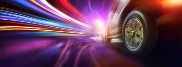istock Sport car wheel drifting on night 1387907892